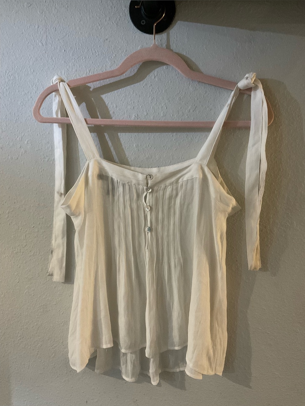 Forever 21 Cream/White Tie-Shoulder Button-Front Camisole